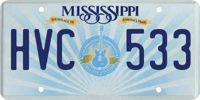MS license plate HVC533