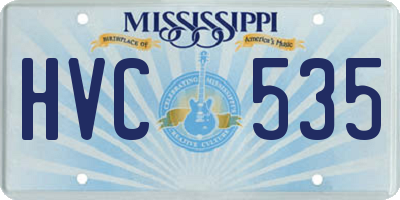 MS license plate HVC535
