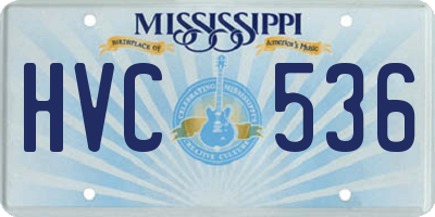 MS license plate HVC536