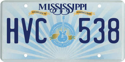 MS license plate HVC538