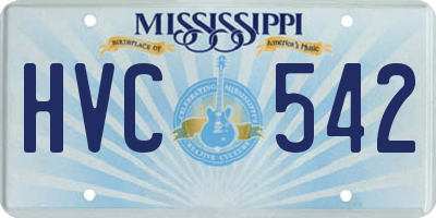 MS license plate HVC542