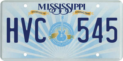 MS license plate HVC545