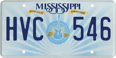 MS license plate HVC546