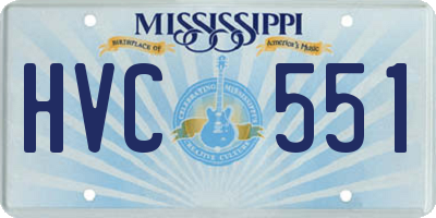 MS license plate HVC551