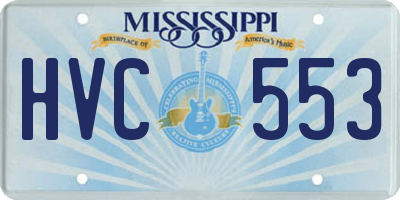 MS license plate HVC553