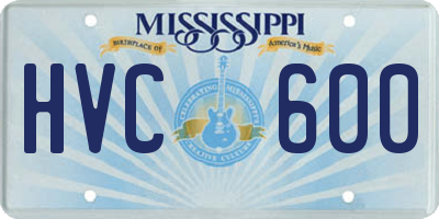 MS license plate HVC600