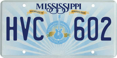 MS license plate HVC602