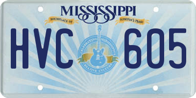 MS license plate HVC605