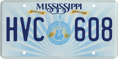MS license plate HVC608