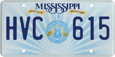 MS license plate HVC615