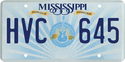 MS license plate HVC645