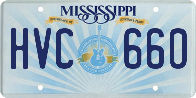 MS license plate HVC660