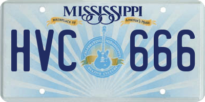 MS license plate HVC666