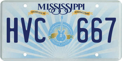 MS license plate HVC667