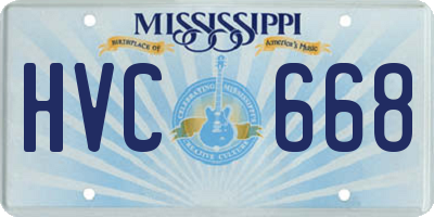 MS license plate HVC668