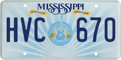 MS license plate HVC670