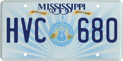 MS license plate HVC680