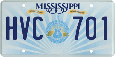 MS license plate HVC701
