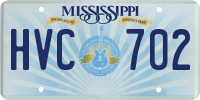 MS license plate HVC702