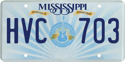 MS license plate HVC703