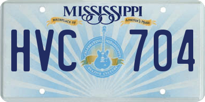MS license plate HVC704