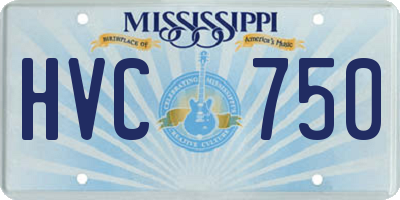MS license plate HVC750