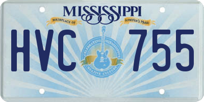 MS license plate HVC755