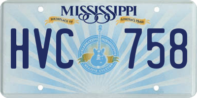 MS license plate HVC758