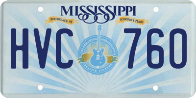 MS license plate HVC760