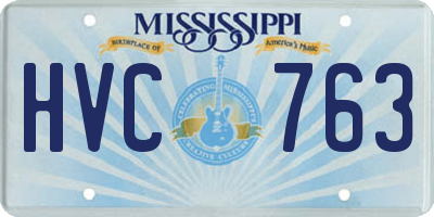 MS license plate HVC763