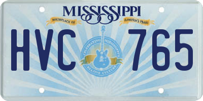 MS license plate HVC765