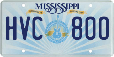 MS license plate HVC800