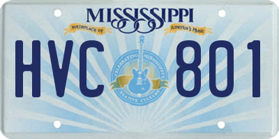 MS license plate HVC801