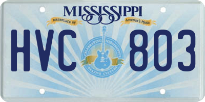 MS license plate HVC803
