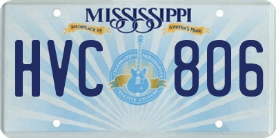 MS license plate HVC806