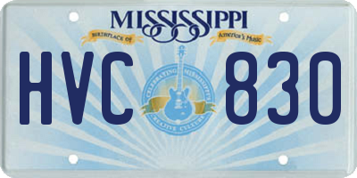 MS license plate HVC830