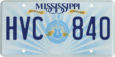 MS license plate HVC840