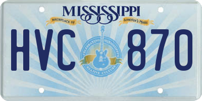 MS license plate HVC870