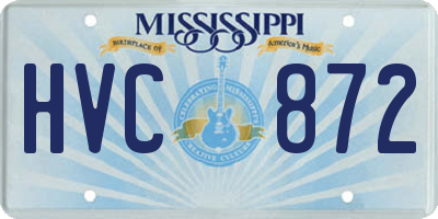 MS license plate HVC872