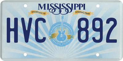 MS license plate HVC892
