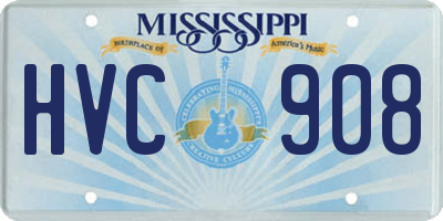 MS license plate HVC908