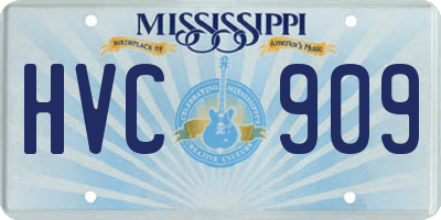MS license plate HVC909