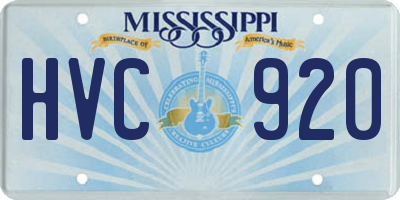 MS license plate HVC920