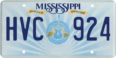 MS license plate HVC924