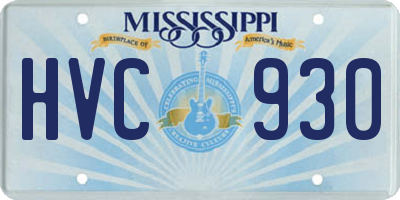 MS license plate HVC930