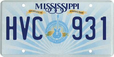 MS license plate HVC931