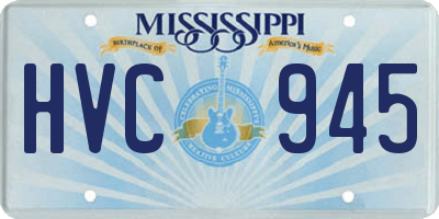 MS license plate HVC945