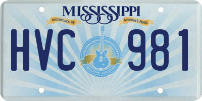 MS license plate HVC981