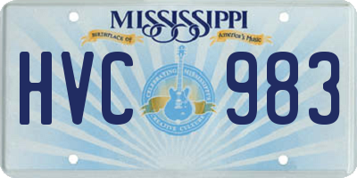MS license plate HVC983
