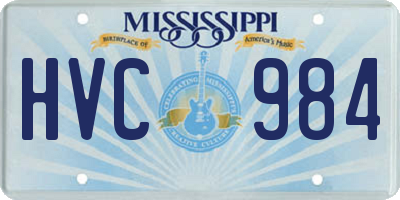 MS license plate HVC984